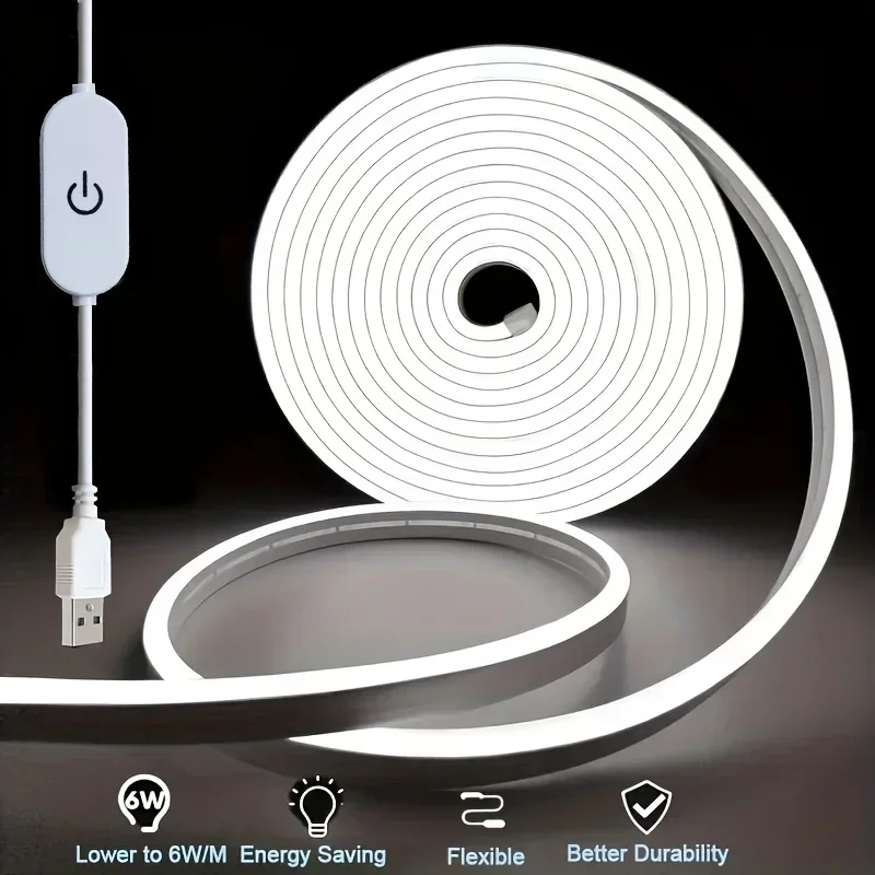 LED Strip Light 5V USB 1-4M Neon Flexible Waterproof with Touch Motion Sensor Switch for TV Backlight Bedroom Lighting