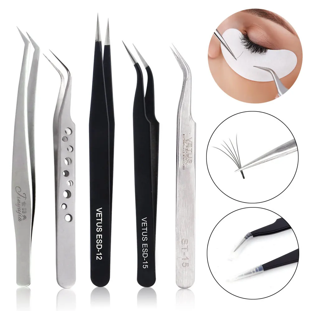 

VETUS Stainless Steel Eyebrow Tweezer False Eyelash Extension Tweezers Auxiliary Repair Hyperfine Lashes Tools Make Up Tweezers