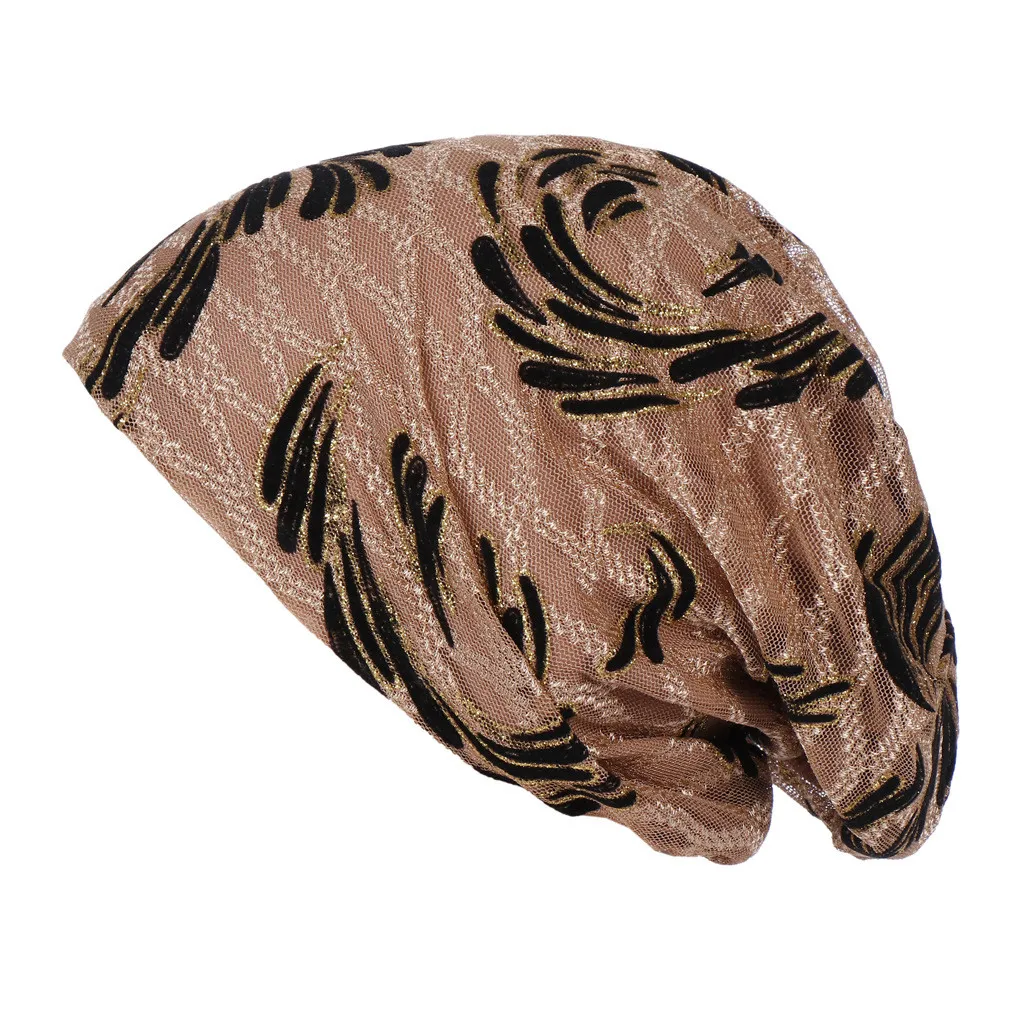 

Women'S Bandana Women Floral Lace India Hat Muslim Ruffle Chemo Turban Wrap Cap Bandana Mujer Czapka Z Daszkiem Damska