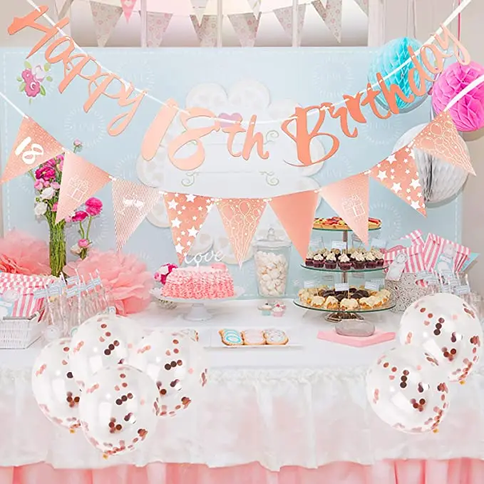 Decorazione Di Compleanno Banner Coriandoli Luminosi Addensare Streamer Divertenti Palloncini In Lattice Trasparente Aspetto Squisito Tipo 1