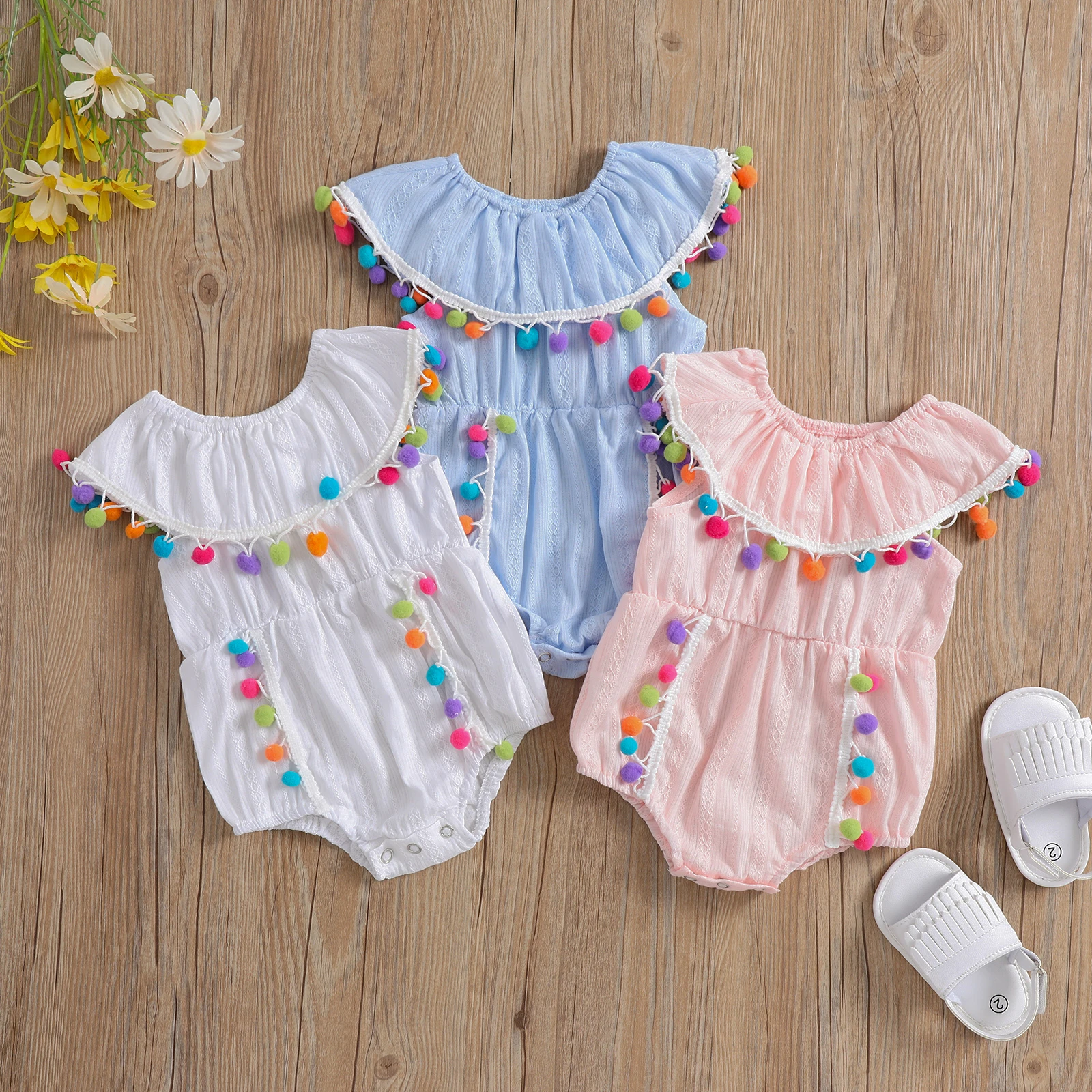 Baby Girls Rompers Summer Newborn Baby Clothes Solid Color Baby Girls Tassel Rompers Jumpsuits for Toddler Newborn Costume best baby bodysuits