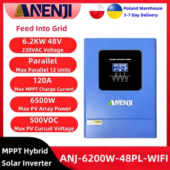 6.2KW Inverter solare parallelo 48V Ibrido Off Grid Inversor Onda sinusoidale pura Costruito MPPT 120A Regolatore di carica solare PV Max 500VDC