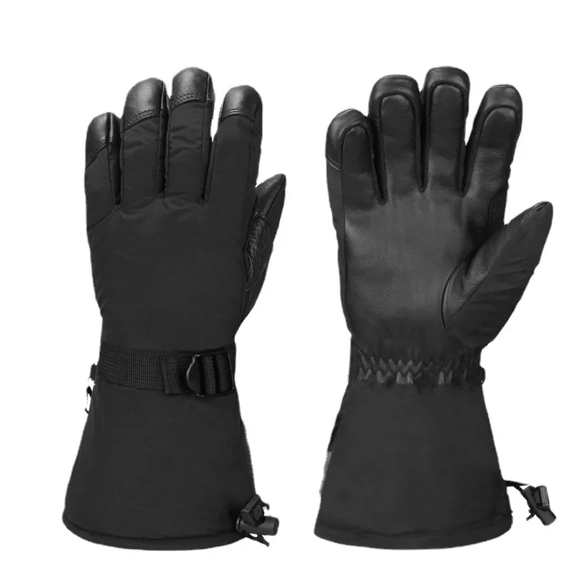 Winter Cowhide Mittens Men Women Ski Motorcycle Riding Gloves Mountain Bike Cycling Glove Windproof Waterproof Outdoor Sports 6