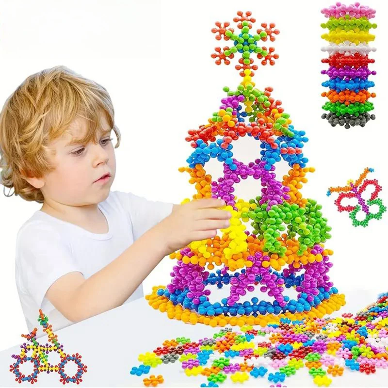 Children Colorful Plastic Plum Blossom Building Blocks Fun Assembled Snowflake Pieces Insert Enlightenment Early Education Toys