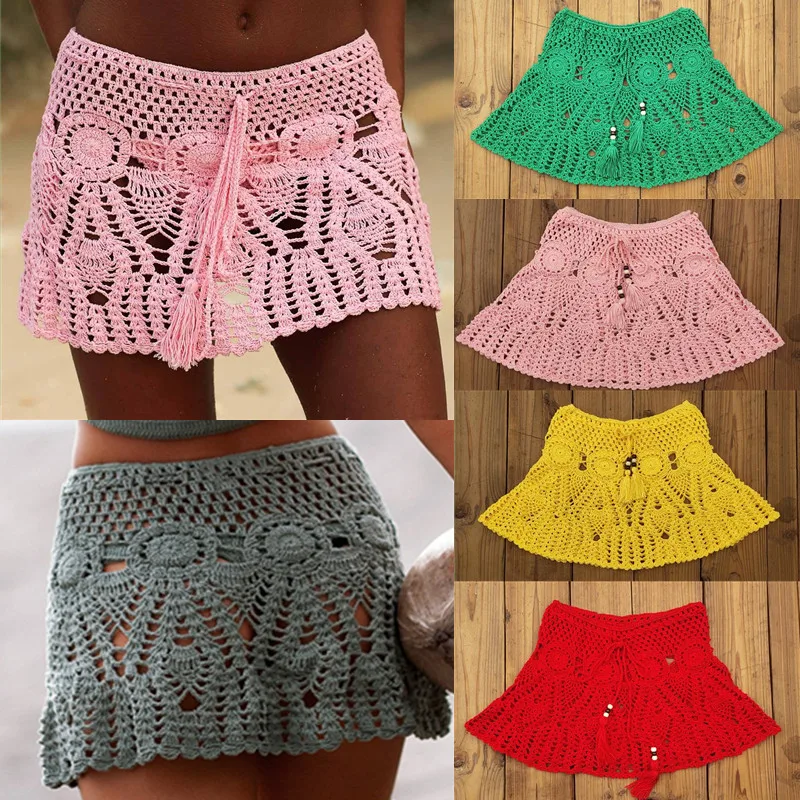 Sexy Women Fishnet Cover Ups Hollow Out Bodycon Women's Swimwear See through Tassel Dress without swimsuit cover up swimsuit coverup fishnet cover up women dresses