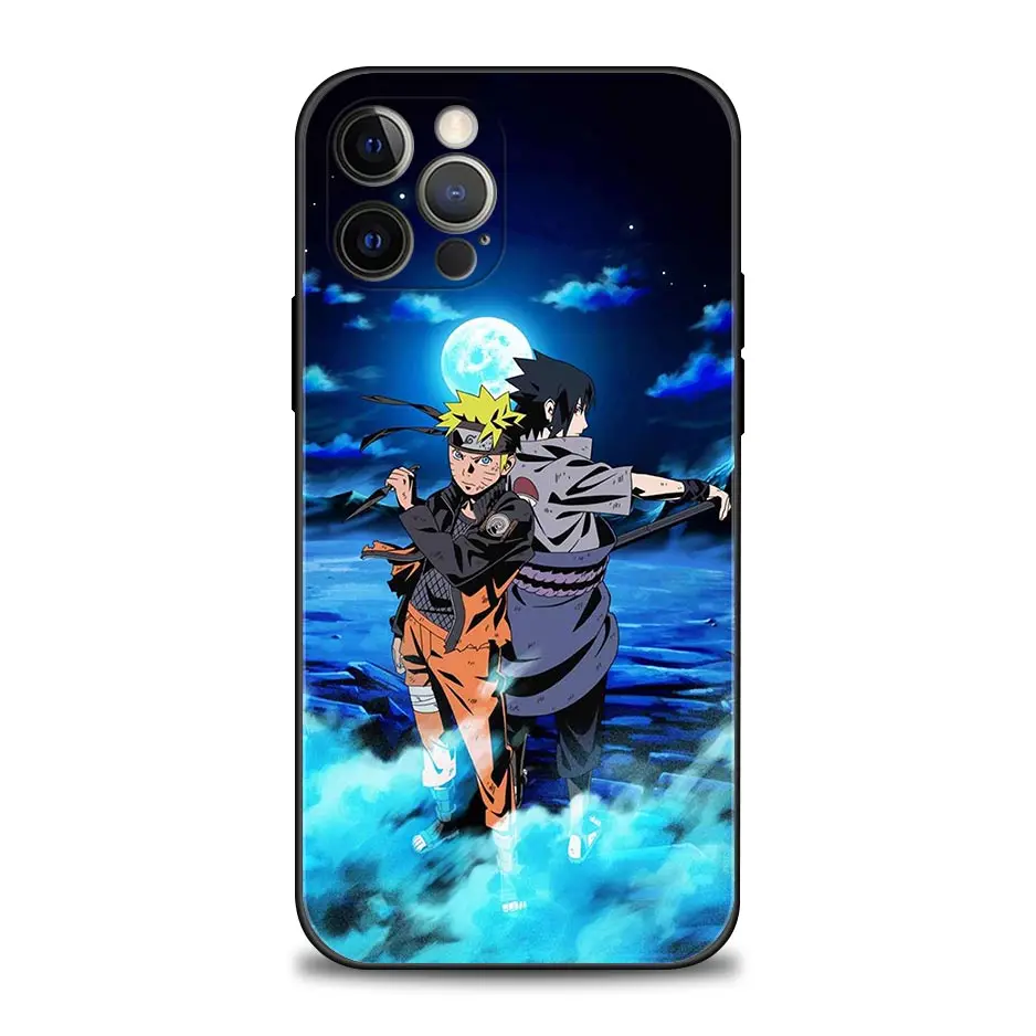 Anime Manga Uzumaki Naruto Phone Case for iPhone 11 12 13 Pro Max 7 8 SE XR XS Max 5 5s 6 6s Plus Black Soft TPU Silicone Sasuke iphone 13 pro phone case