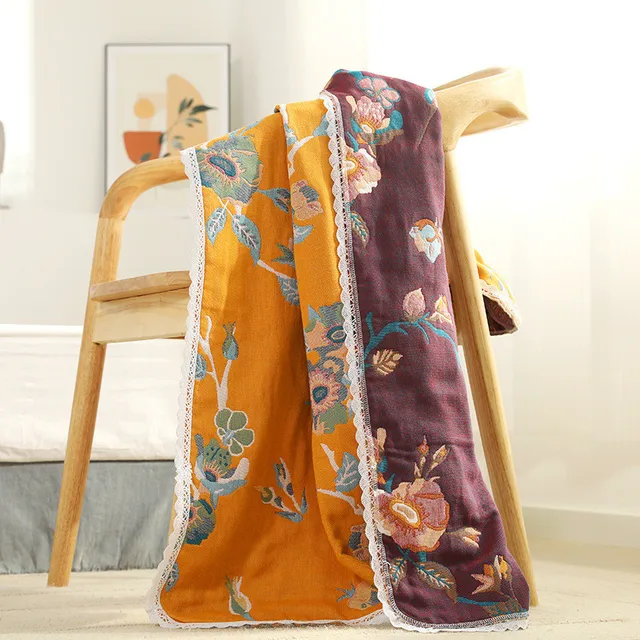 80*160 Cm-Es Terry Pamut Fürdő Törülközők Csipke Dizájn Japán Stílusú 5 Rétegű Géz Gyors Szárító Otthoni Zuhany Törölközők Fürdőszobák - Image 2