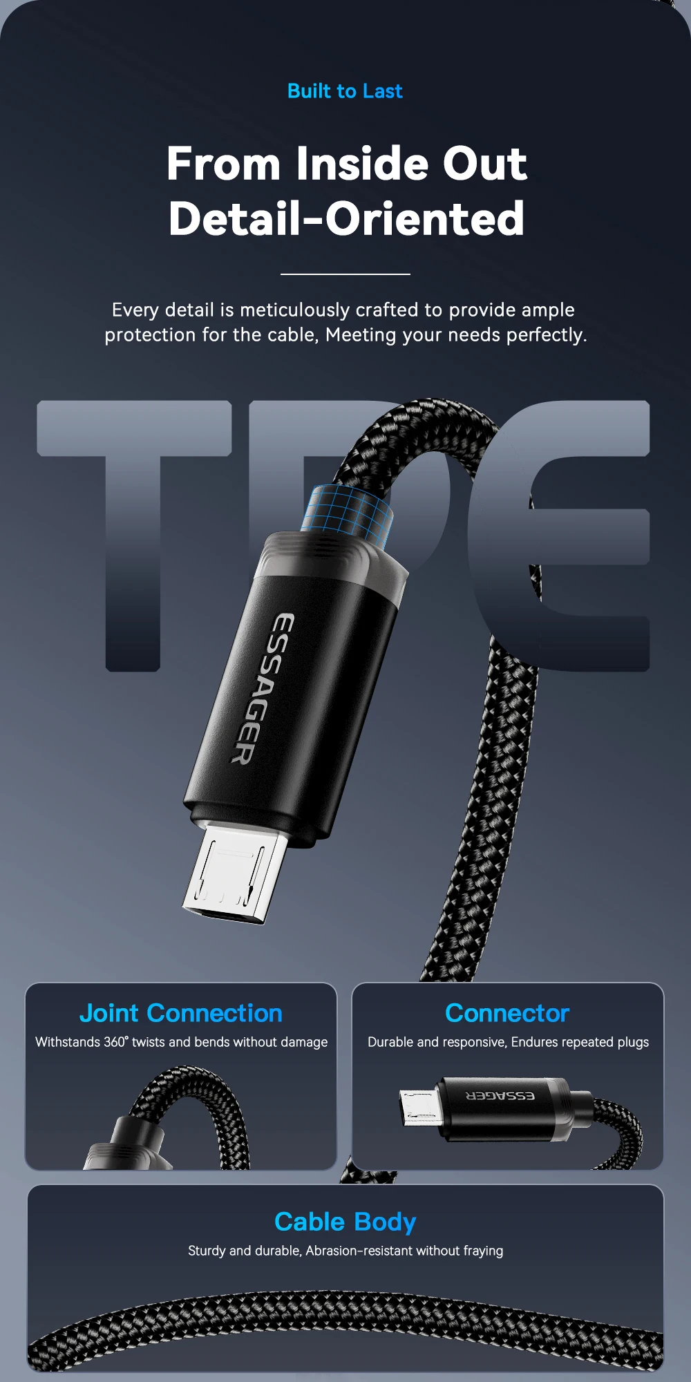 2 in 1 USB Type C Micro Cable for Xiaomi Redmi Samsung Huawei 2A Fast Charging D