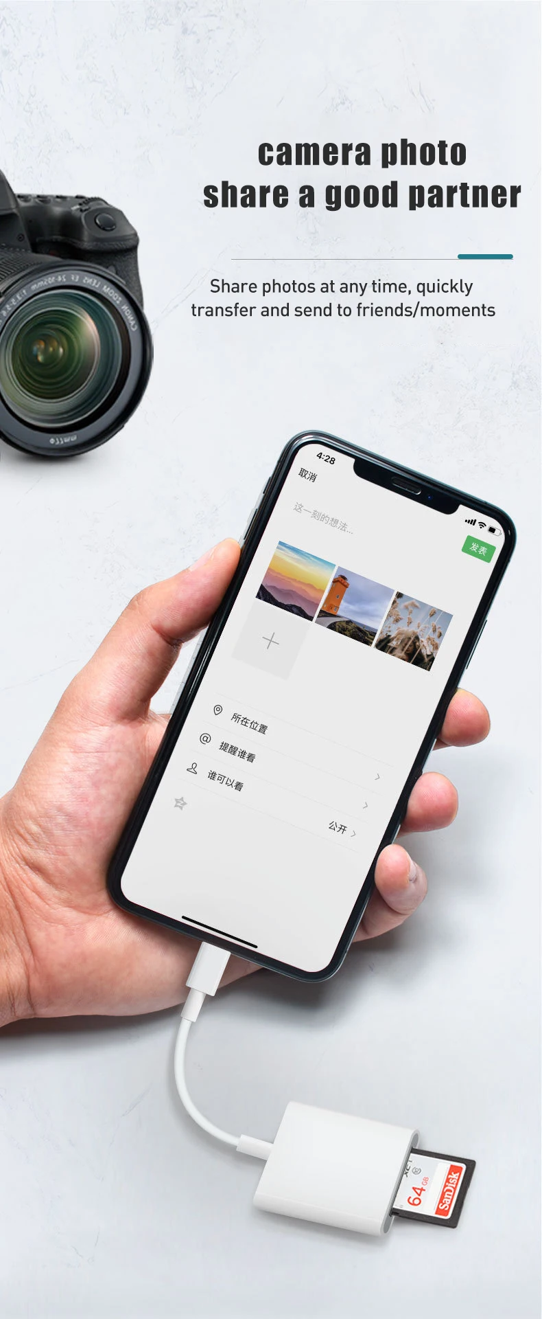 8Pin to SD TF Card Reader For iPhone 13 12 Micro SD TF Memory Card