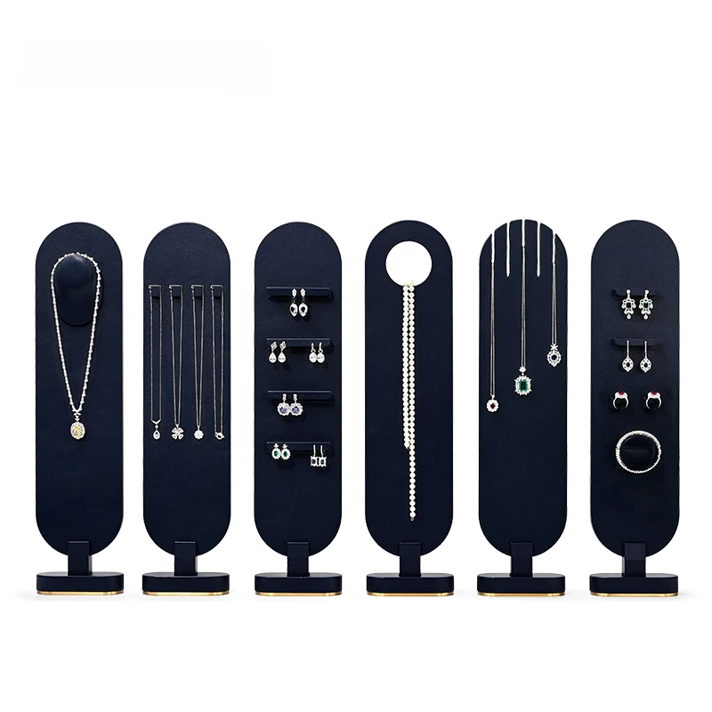 

Blue leather jewelry display props, magnetic rings, earrings, necklaces, window display cabinets, jewelry display racks