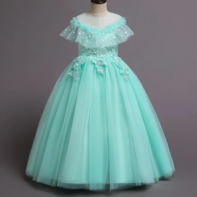 

Elegant Girls Gown Dress Teen Girl White First Communion Ceremony Long Girl Clothing Kids Bridesmild Summer Mesh Vestidos