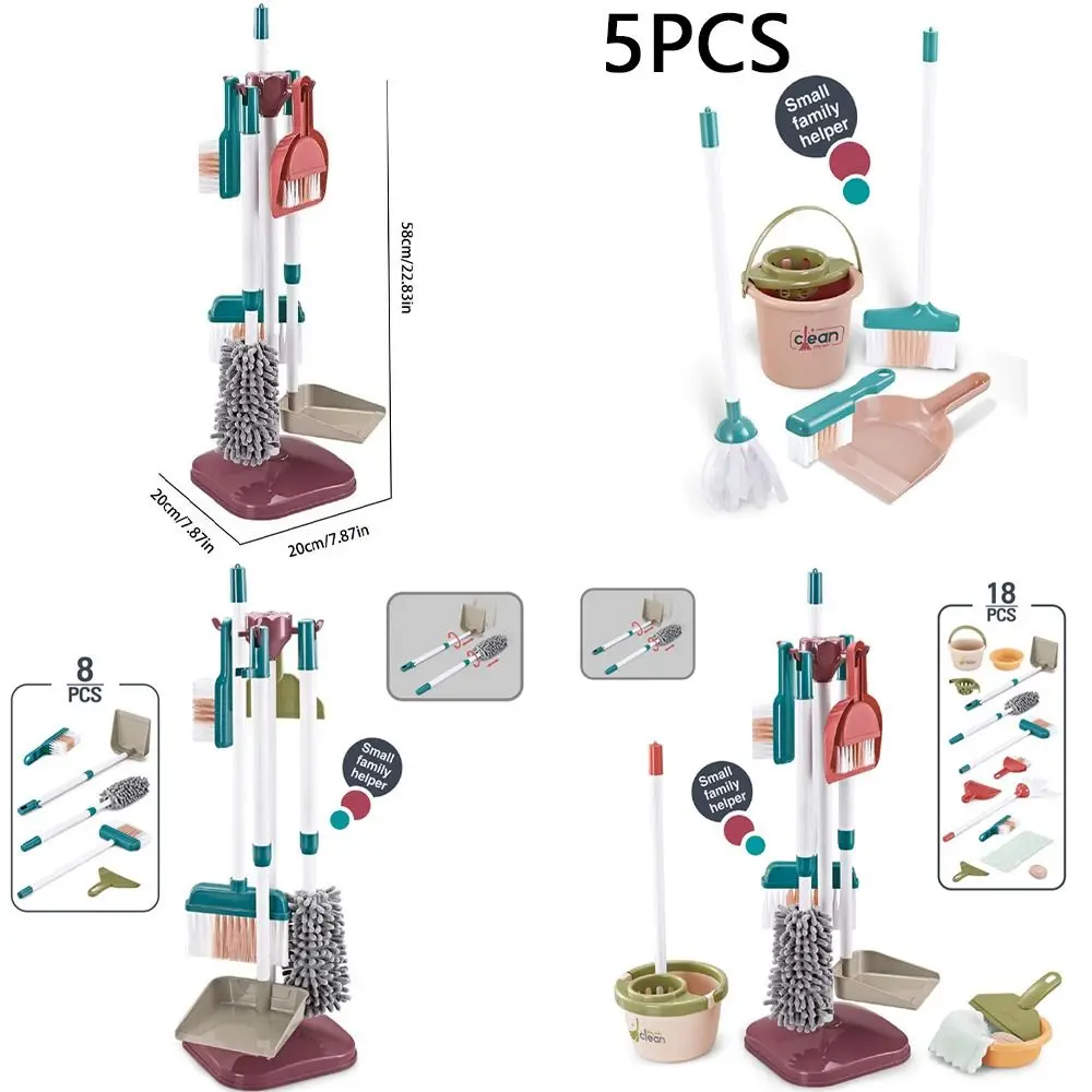 Pretend Play Kids Cleaning Tool Set Broom Interactive Educational Playset Plastic Developmental Mini Tool Set for Children