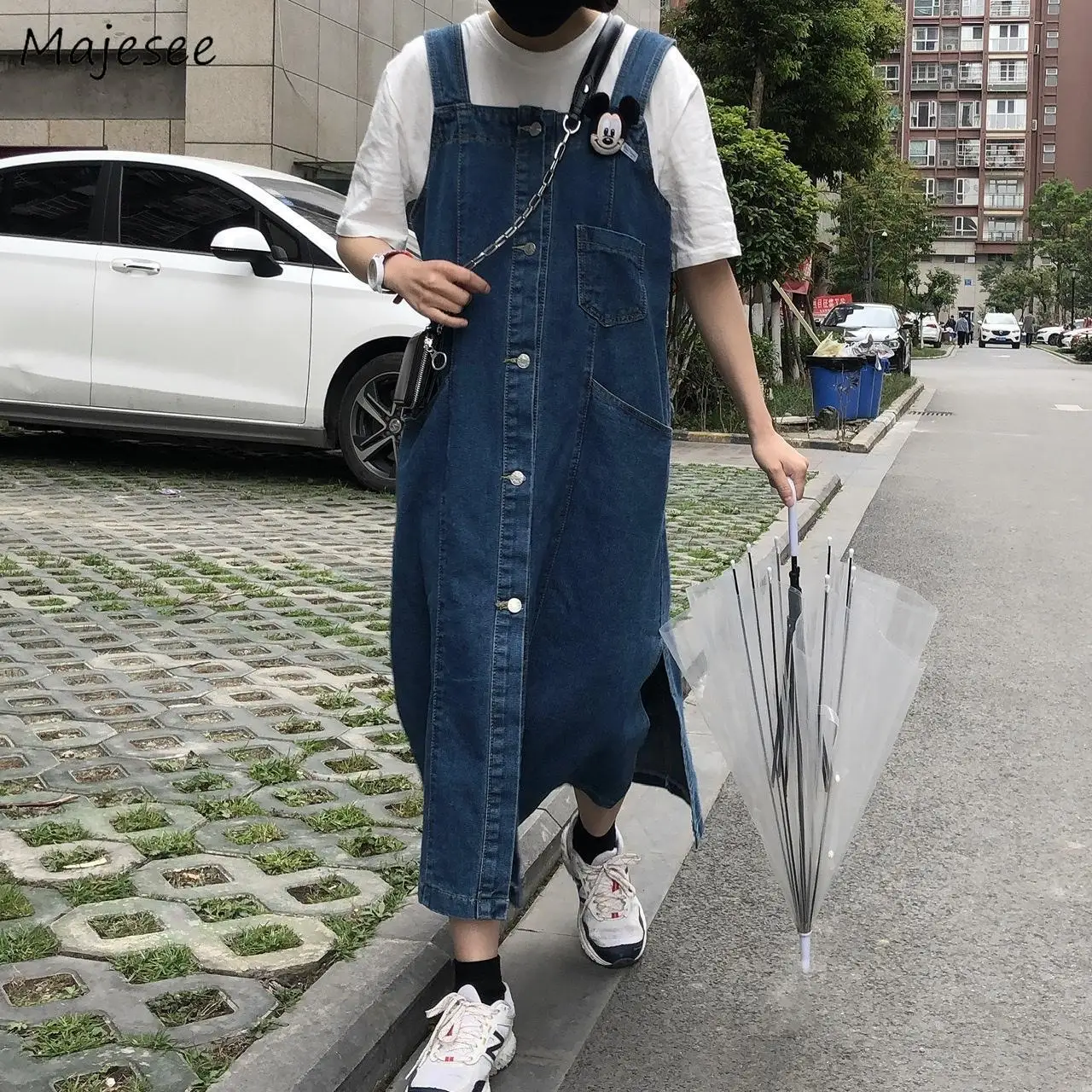 Sleeveless Dresses Women Strapped Denim 