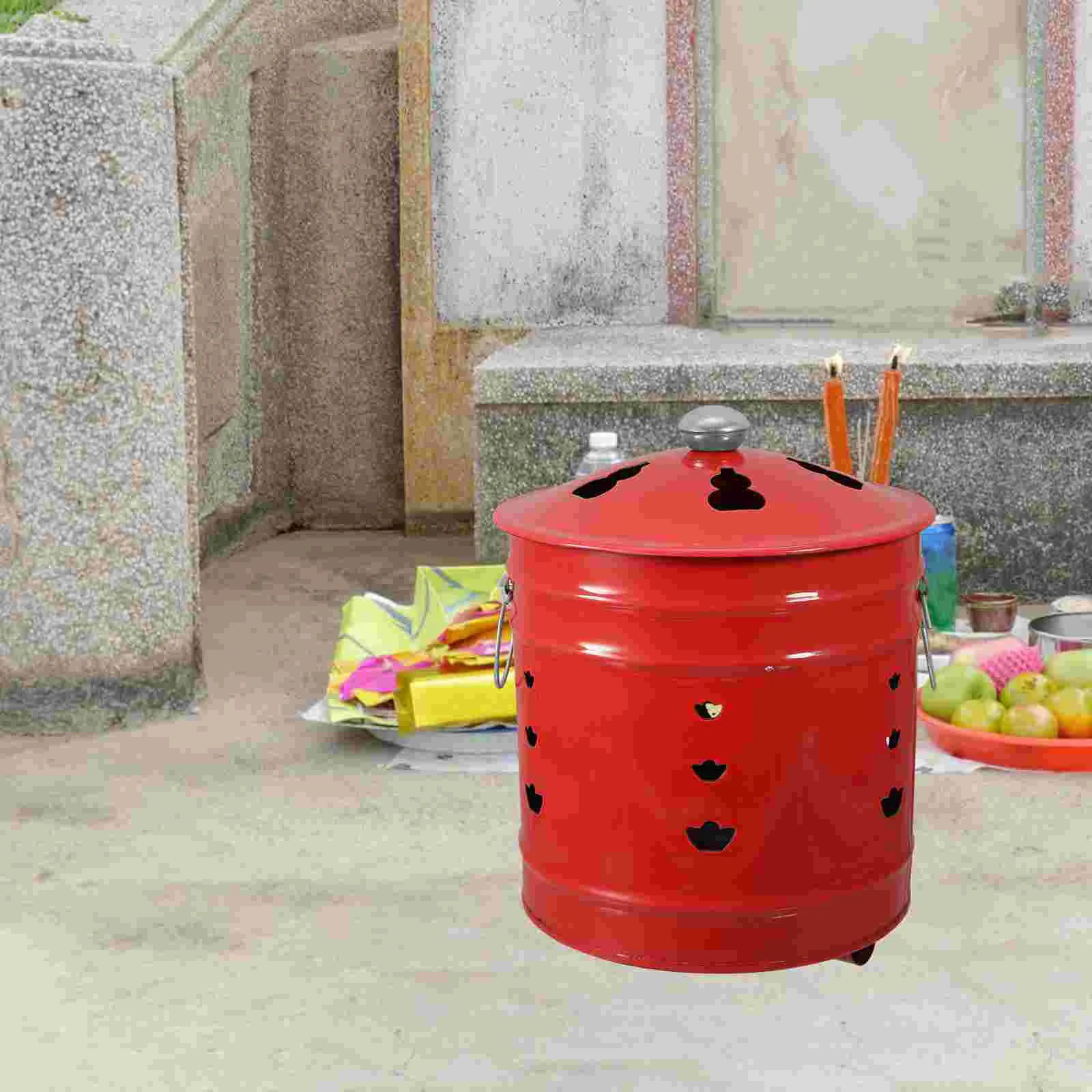 

Burn Incinerator Fire Barrel Cage Pit Burning Can Bin Yard Garden Bucket Waste Outside Barrels Metal Bonfire Paper Leaves