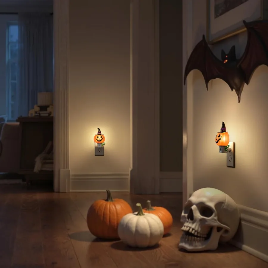 Pumpkin Night Light 3000K Night Lights Plug into Wall Cute Funny Halloween Decor Night Light for Plug in Nightlight with 360 Ro