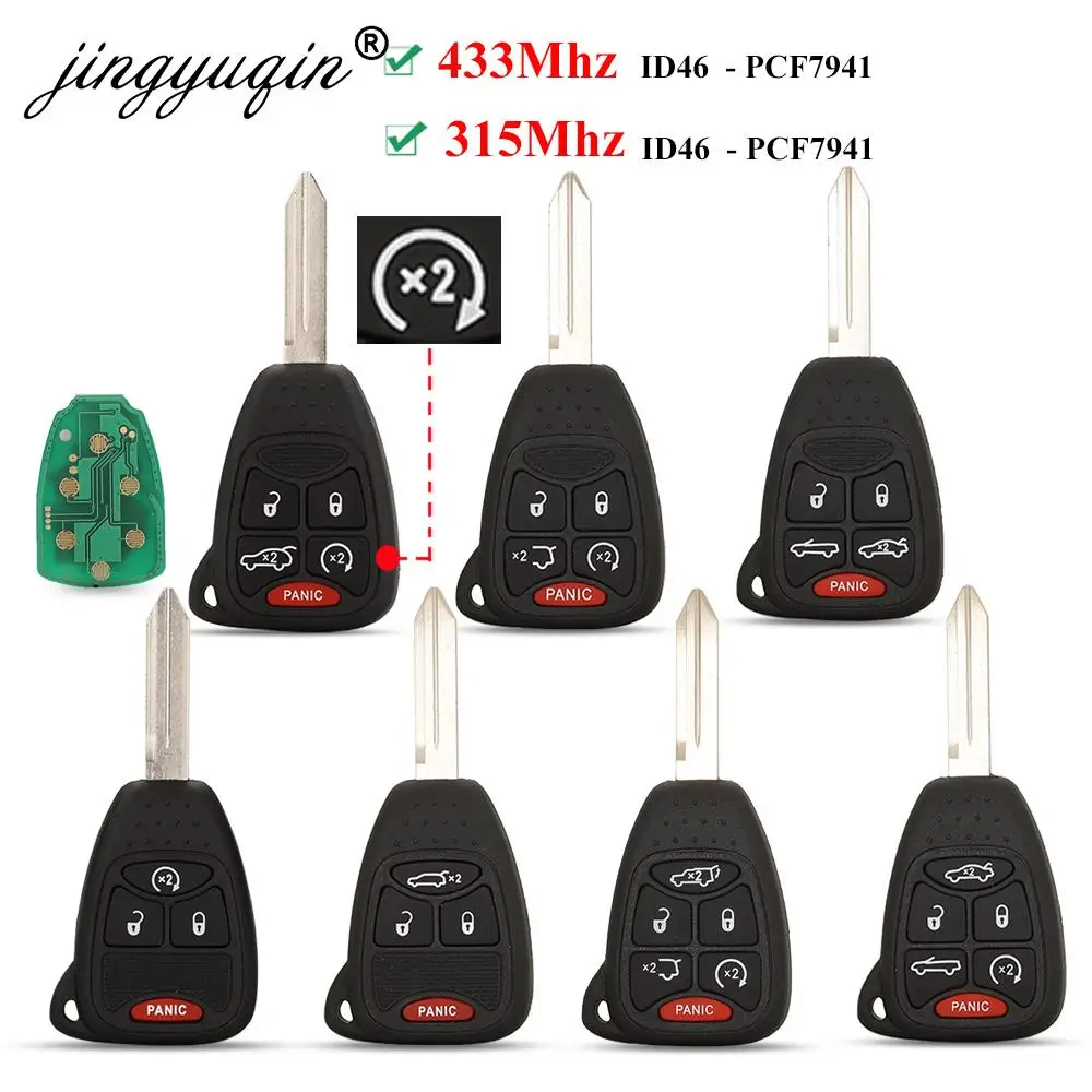 Jingyuqin дистанционный Автомобильный ключ 315/433 МГц ID46 для Chrysler/JEEP/DODGE 300 200 Aspen Sebring