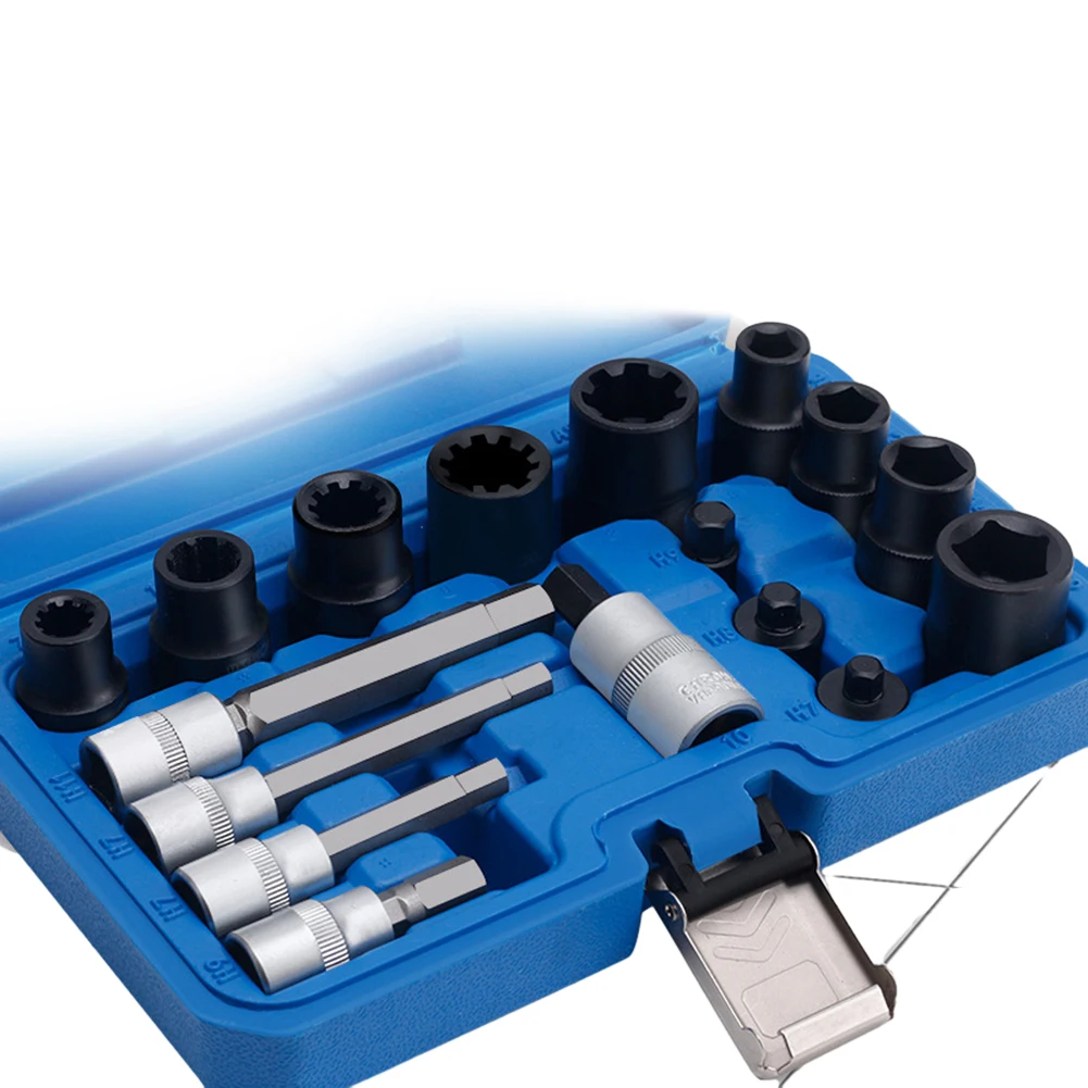 

Adapter Socket Adapter Parts 1/2\" /3/8\" Square Drive 17pcs/set 50/68/90/102mm Chrome Vanadium Steel Grip Durable
