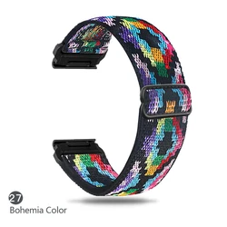 Elastic Woven Nylon Watch Strap - Available in 20, 22, and 26 mm Widths - Fenix 6 6Pro (BoHemia Colors)
