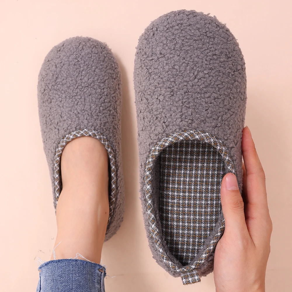 ShevaluesCozyFuzzySlippersForWomenMenWinterWarmCottonSlippers