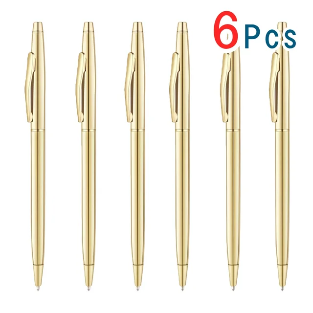 Slim Metallic Retractable Ballpoint Pens Slim Ballpoint Pens Black Ink Pens Metal Pens Set for Business Office 1