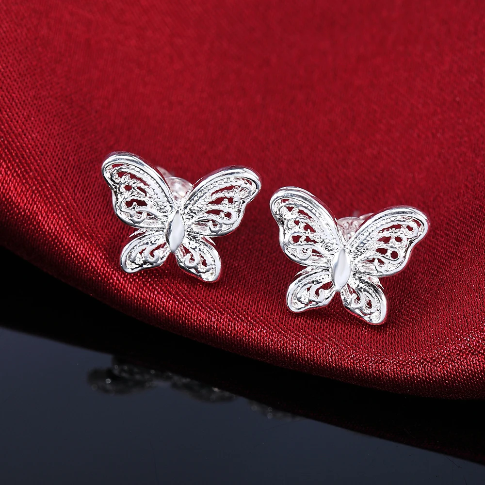 

Special offer 925 Sterling Silver Earrings for Women party Jewelry elegant butterfly Ear studs Christmas Gifts