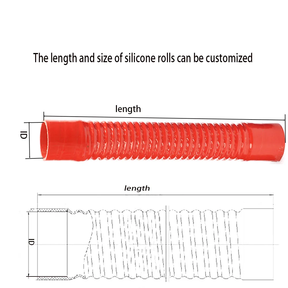 Steel wire tube, silicone hose, intercooler connection hose, car water tank connection length 300-1000mm, red p