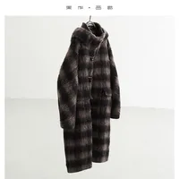 Plaid Coat~ Retro Style Horn Button Mid-Length Coat Women's Alpaca Wool Coat 2025 Winter British Style