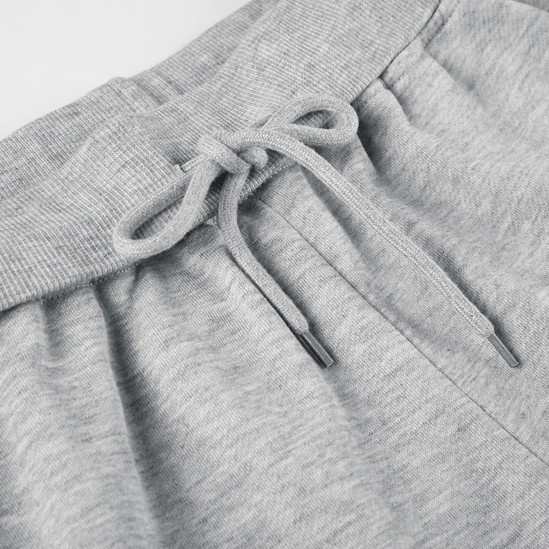 Pockets Drawstring High Waist Casual Loose Sweatpants For Women Gray Solid Basic Simple Straight Leg Pants Jogging Trousers