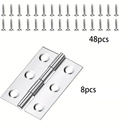 Set of Stainless Steel Folding Door and Window Hinges with Screws - Durable Home Furniture Hardware (8set)