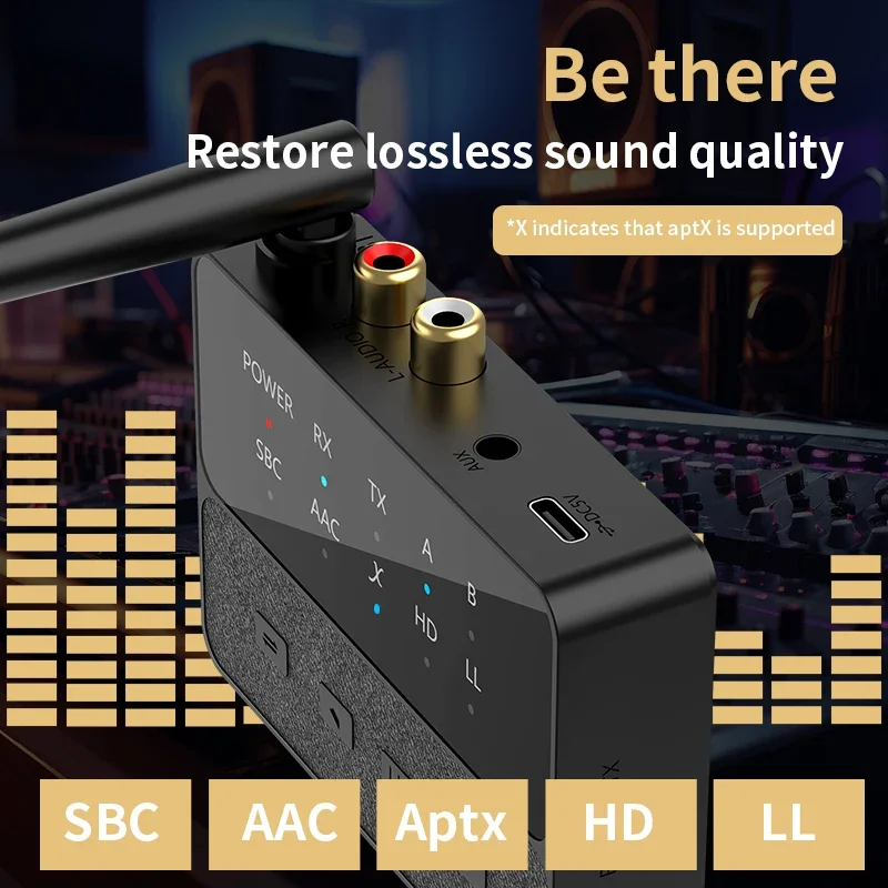 Bluetooth 5.3 Receiver Transmitter aptX HD/LL Low Latency 3.5mm AUX RCA Jack Wireless Audio Adapter For PC TV bluetooth adapter bluetooth audio receiver bluetooth transceiver adapter audio adapter bluetooth aux adaptor