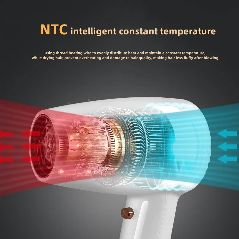 Hair Dryer Non Perforated Wall Mounted 1300W High-Power Fast Drying Negative Ion Hotel And Guesthouse Home Bathroom Hair Dryer