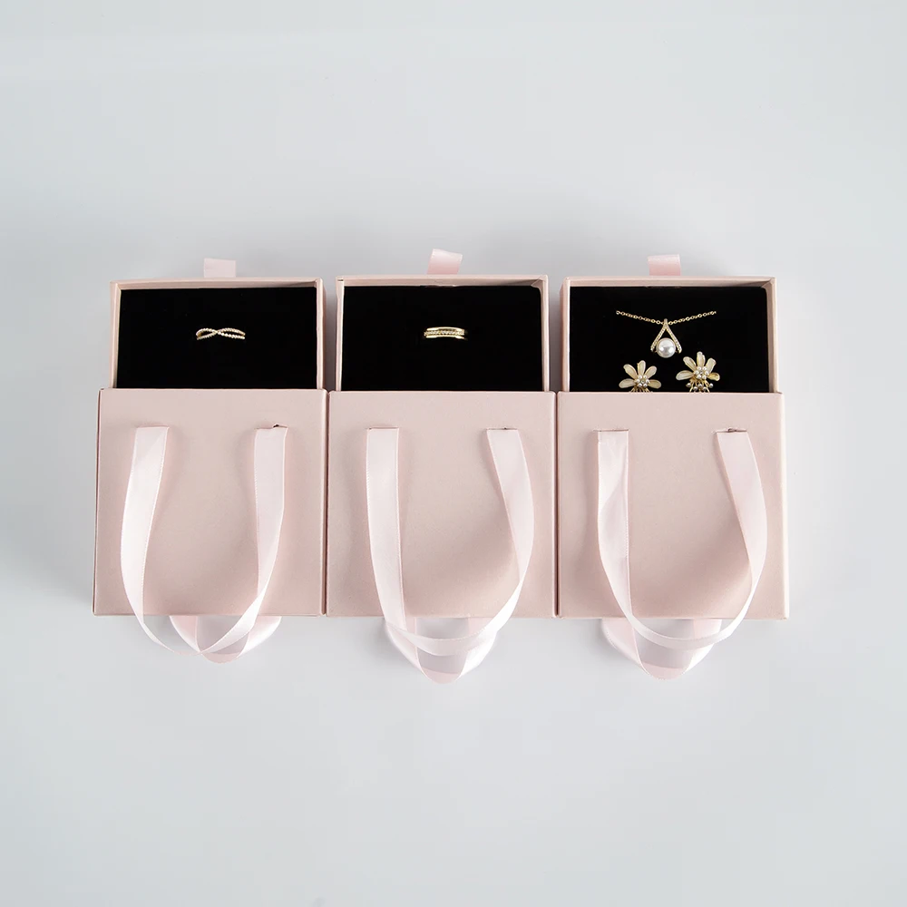 10-Pack Pink Jewelry Gift Box for Women 8x8x3cm Portable Travel Small Bracelet Necklaces Organizer Box Paper Drawer Earrings Box