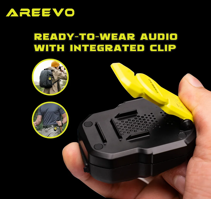 AREEVO PocketCLIP Wearable Speaker IP67 Waterproof Bluetooth Speaker Clip-on Wireless Portable Speaker 10h Playtime Hifi Stereo