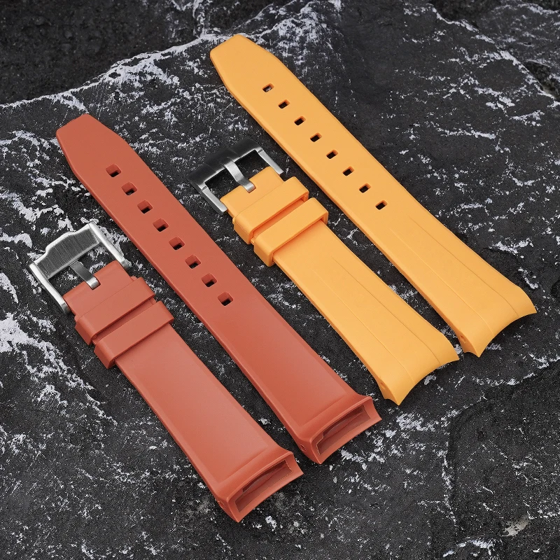 Waterproof TPU Rubber Watch Strap with Curved End for Ocean Series Watches, 22mm