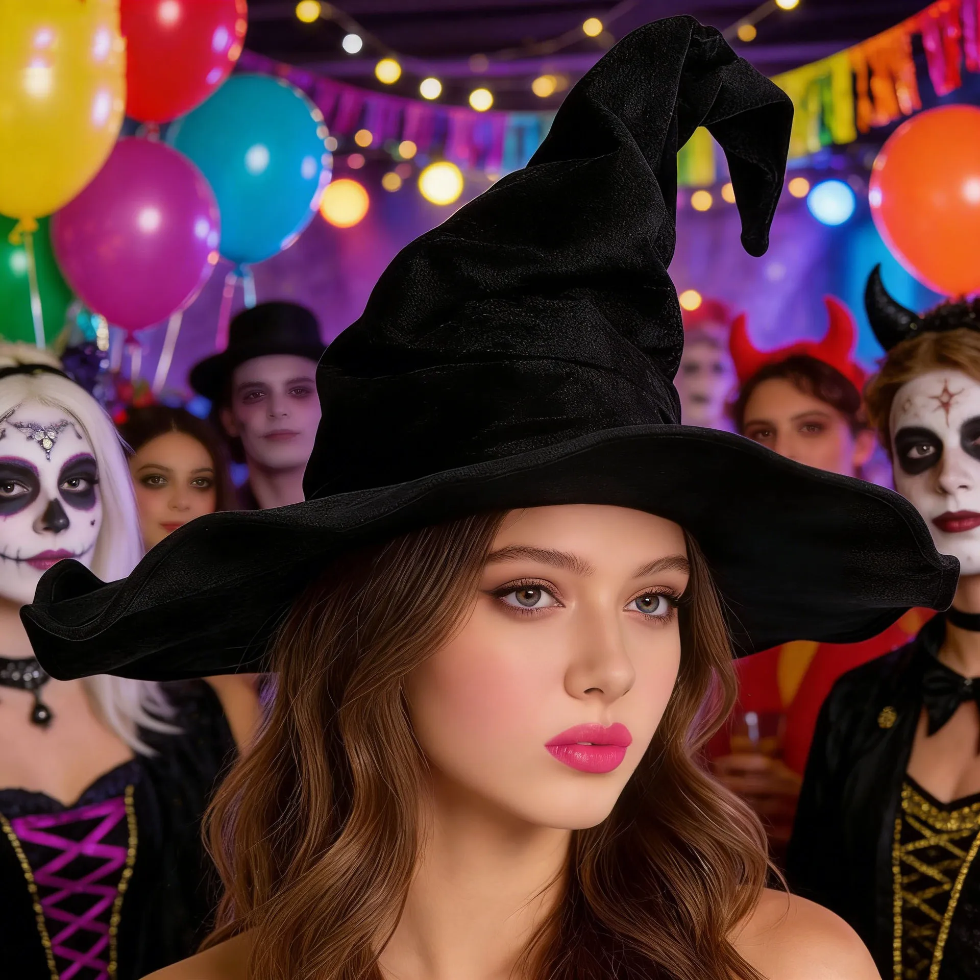 Enchanting Velvet Witch Hat - Perfect Halloween Costume Accessory