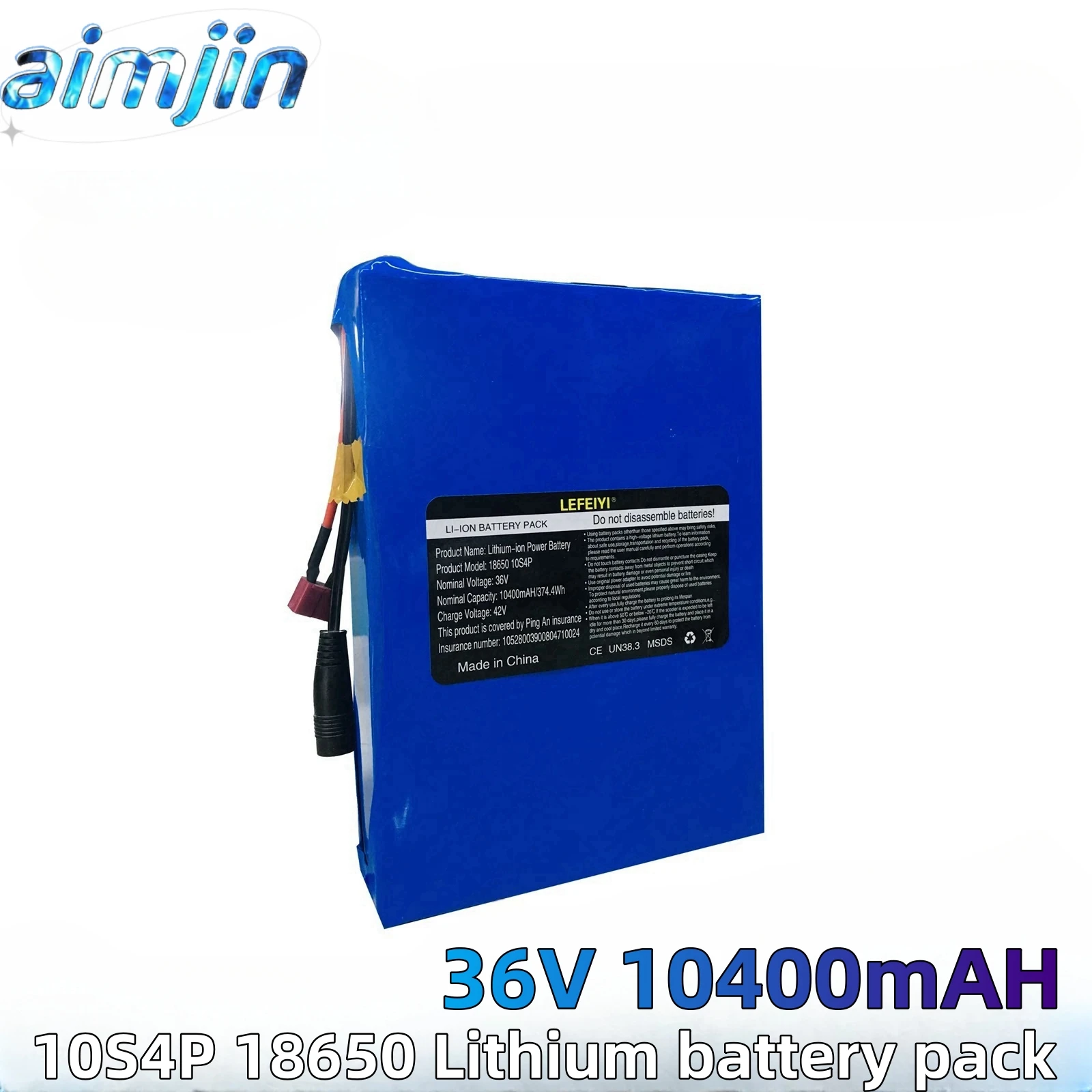 

For 36V 10.4AH Lithium Ion 10S4P 18650 Battery Pack For Assist Electric Vehicles, Electric Bicycles, Motorcycl