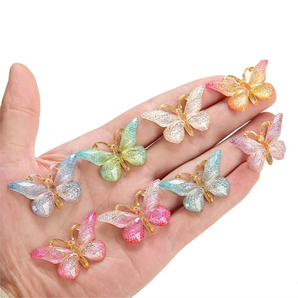 Hair Accessory Pearl Hairpins Hair Clip Hair Headdress Jewelry Accessories 5PCS Sweet Macarons Gradient Color Cute Butterfly Kids Hairpins Children Headwear Princess Barrette Girls Hair Accessories