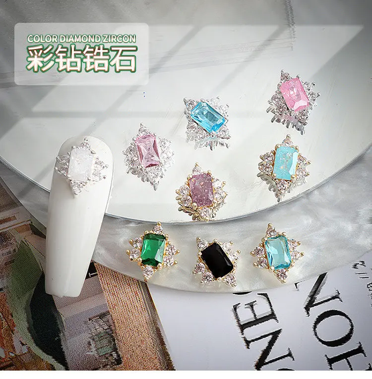 10 teile/los Luxus Opal Eis Zirkon Kristalle Edelsteine Strass Nail art Teile Schmuck Dekorationen Nägel Zubehör Charms Liefert – Detail 1