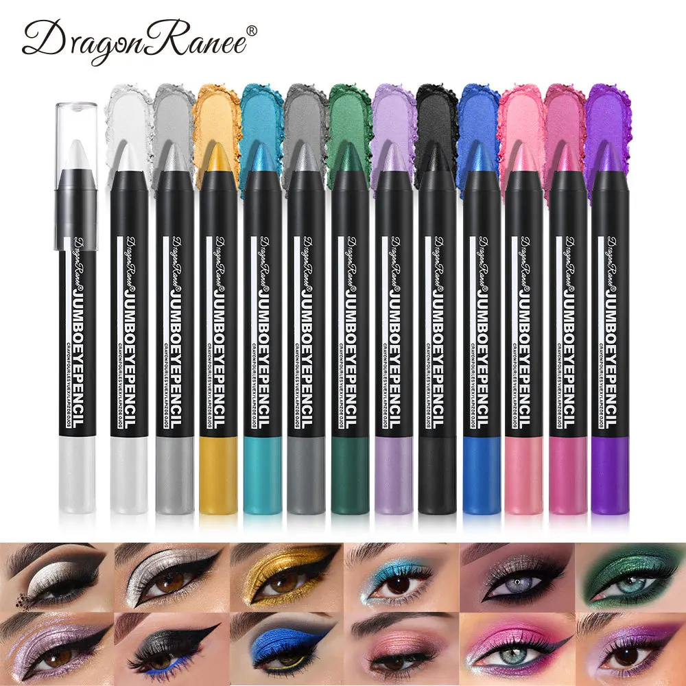 Smoky Dark Green Eyeshadow Pencil Stick Waterproof Pearlescent 12 Colors Metallic Glitter Eye Shadow Highlighter Pen Makeup Tool 5