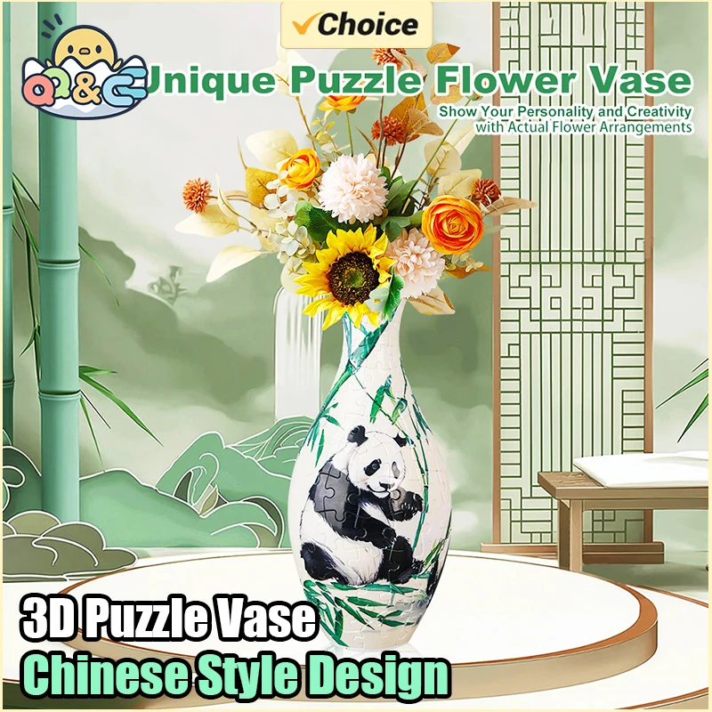 3D Porcelain Design Plastic Puzzle Vase for Home Decoration
