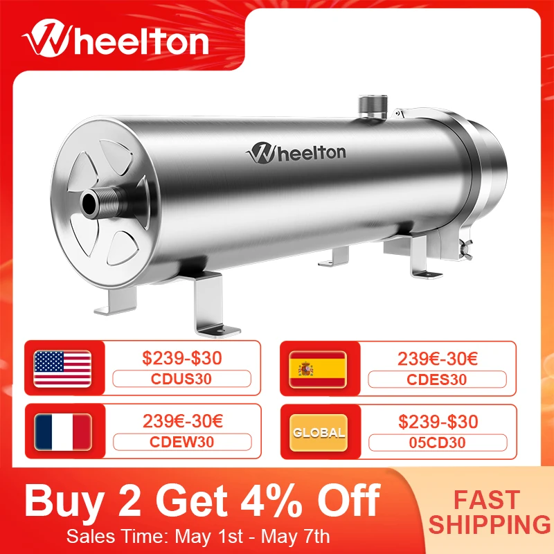 Wheelton PVDF 한외여과 정수기, 스테인리스 스틸 304, 집 전체 여과, 음료 스트레이트 UF 필터, 3000L/H