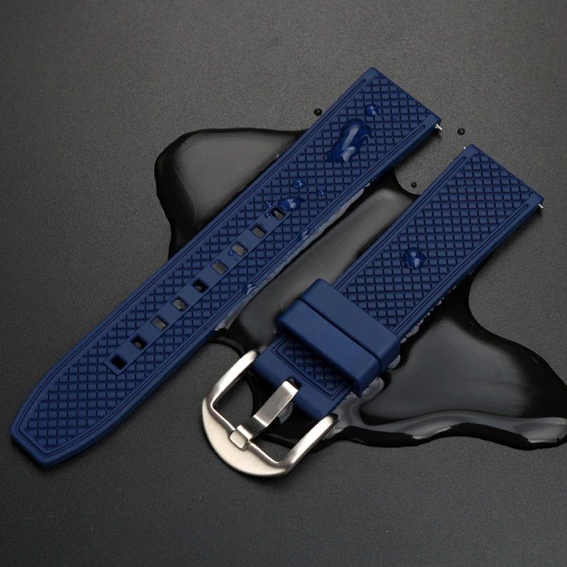 Universal Men's Silicone Dive Watch Strap – Fashionable Waffle Design in 20mm and 22mm Options