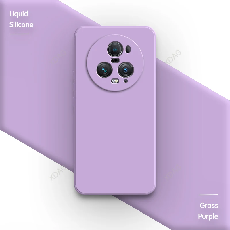 POUHYE Cover per Honor Magic 5 Pro 5G Custodia Originale, Gomma Gel di Silicone Liquida Cover con Protezione Fotocamera, Morbida Sottile e Antiurto AntiGraffio Case con Motivo a Amore Cuore Viola