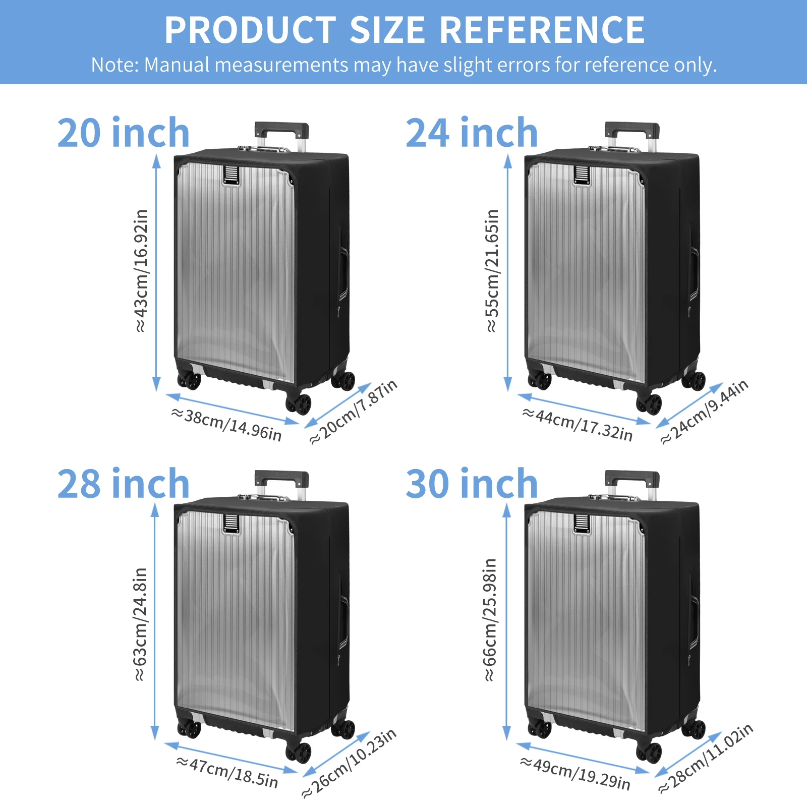 Transparent PVC protective cover, dustproof and waterproof suitcase, wear-resistant suitcase cover, zipper style luggage cover 2