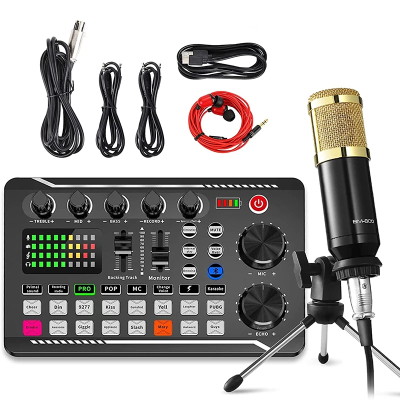 Podcast Microphone Sound Card Kit,Professional Studio Condenser Mic