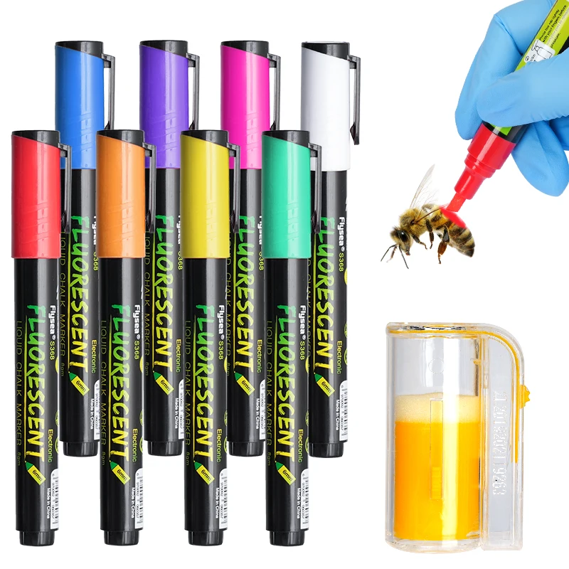 8 Colors Beekeeping Marker Pen with Marker Bottle Bee Queen Catcher Not Fade Bee Identification Marking Tool Beekeeper Equipment