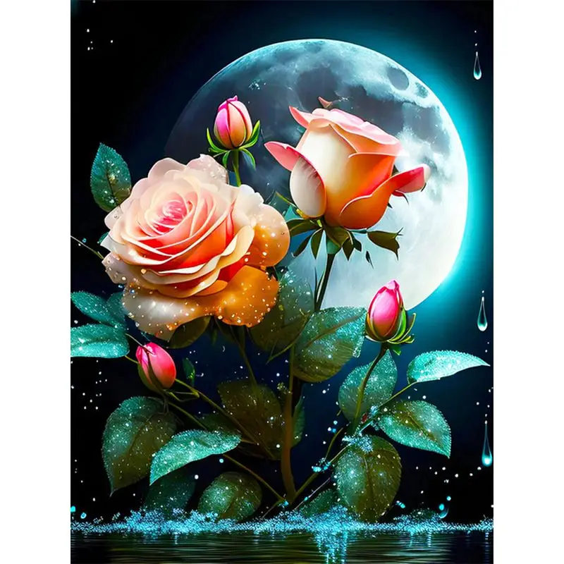 

GATYZTORY Picture By Number Moon Landscape Scenery On Canvas Oil Painting By Numbers Kits For Adults Home Decoration Gift