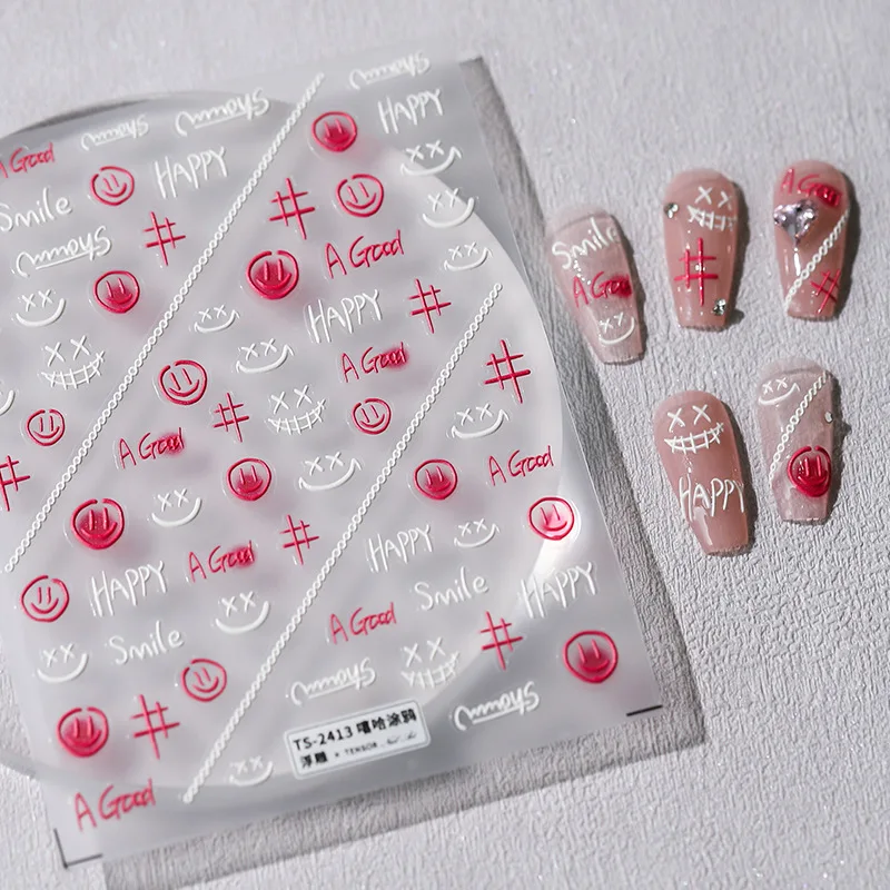 

[Meow.Sensei] Three-Dimensional Nail Sticker Relief Adhesive Nail Sticker Ornament TS-2413 Hip Hop Graffiti