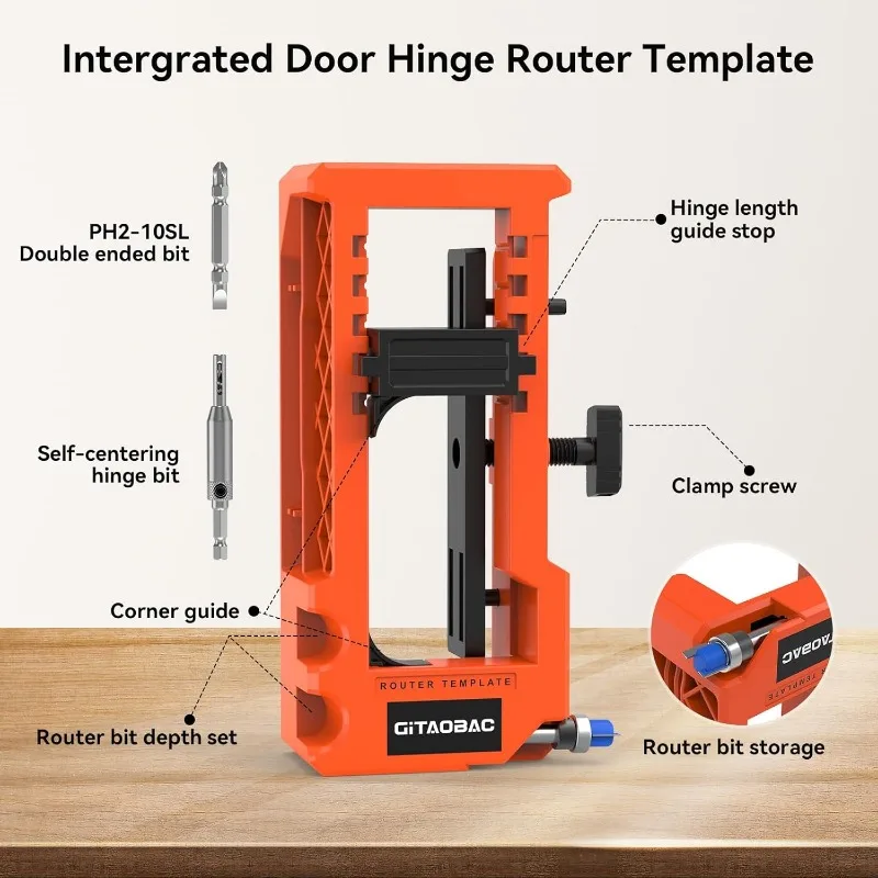 Universal Door Hinge Jig Kit for 3"-5" Hinges Mortiser & Router Template Fits Door Only Excl. Jamb