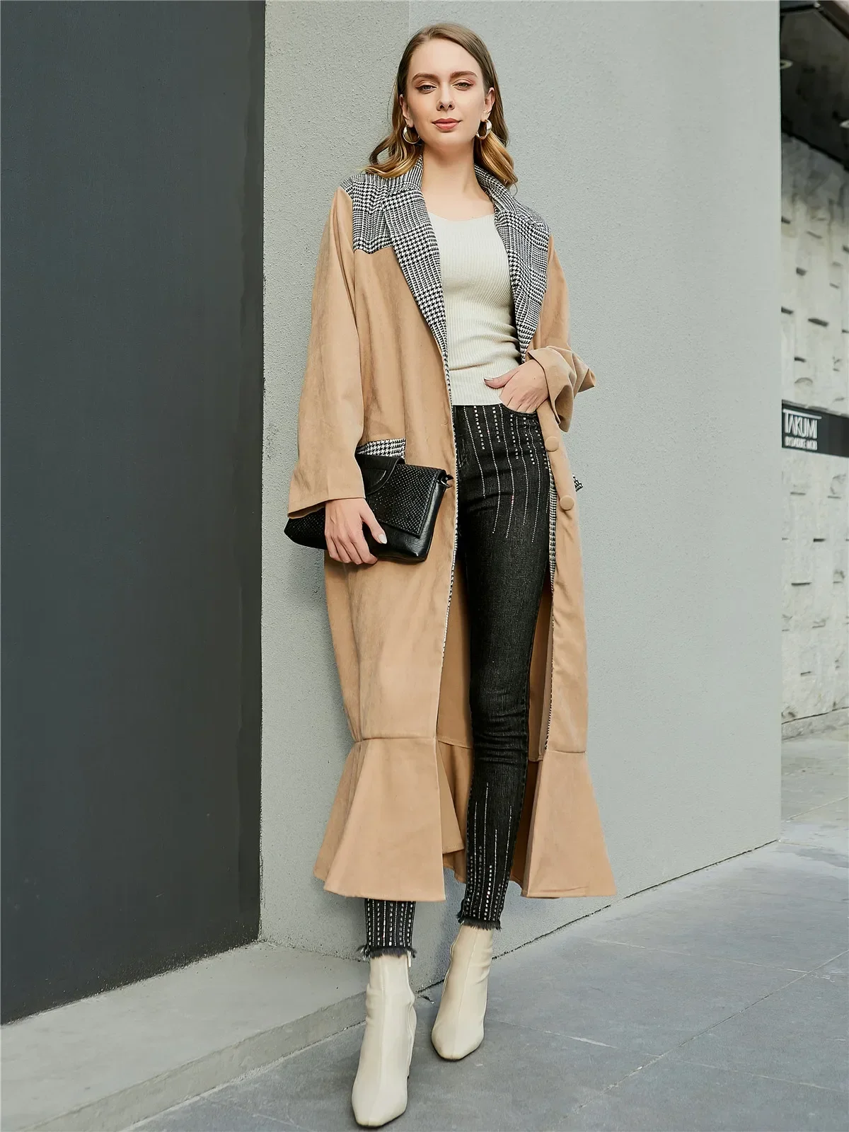 Women Clothing Winter Trench Coat Women's  Long Jacket Khaki Casual Loose Fit Spring Autumn Fall Clothes for Woman Outerwear